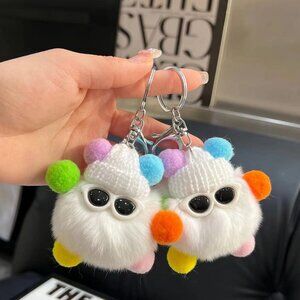 Cute Coal Ball Monster Plush Toy Keychain Bag Charm